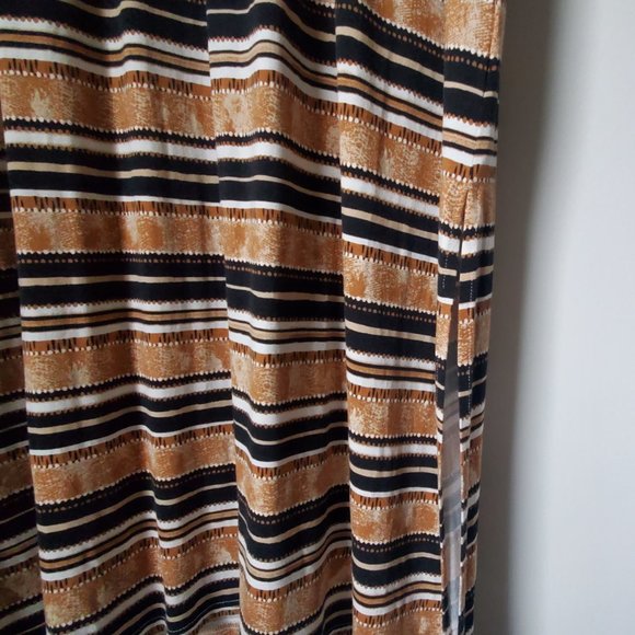 Women's Plus Size 4X Maxi Dress Crossover V Neck Striped Black & Brown Casual - Picture 7 of 13